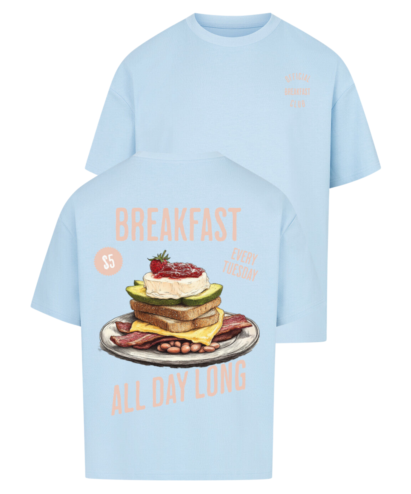 Urban Tag Oversized T-Shirt – "Breakfast - All Day Long"