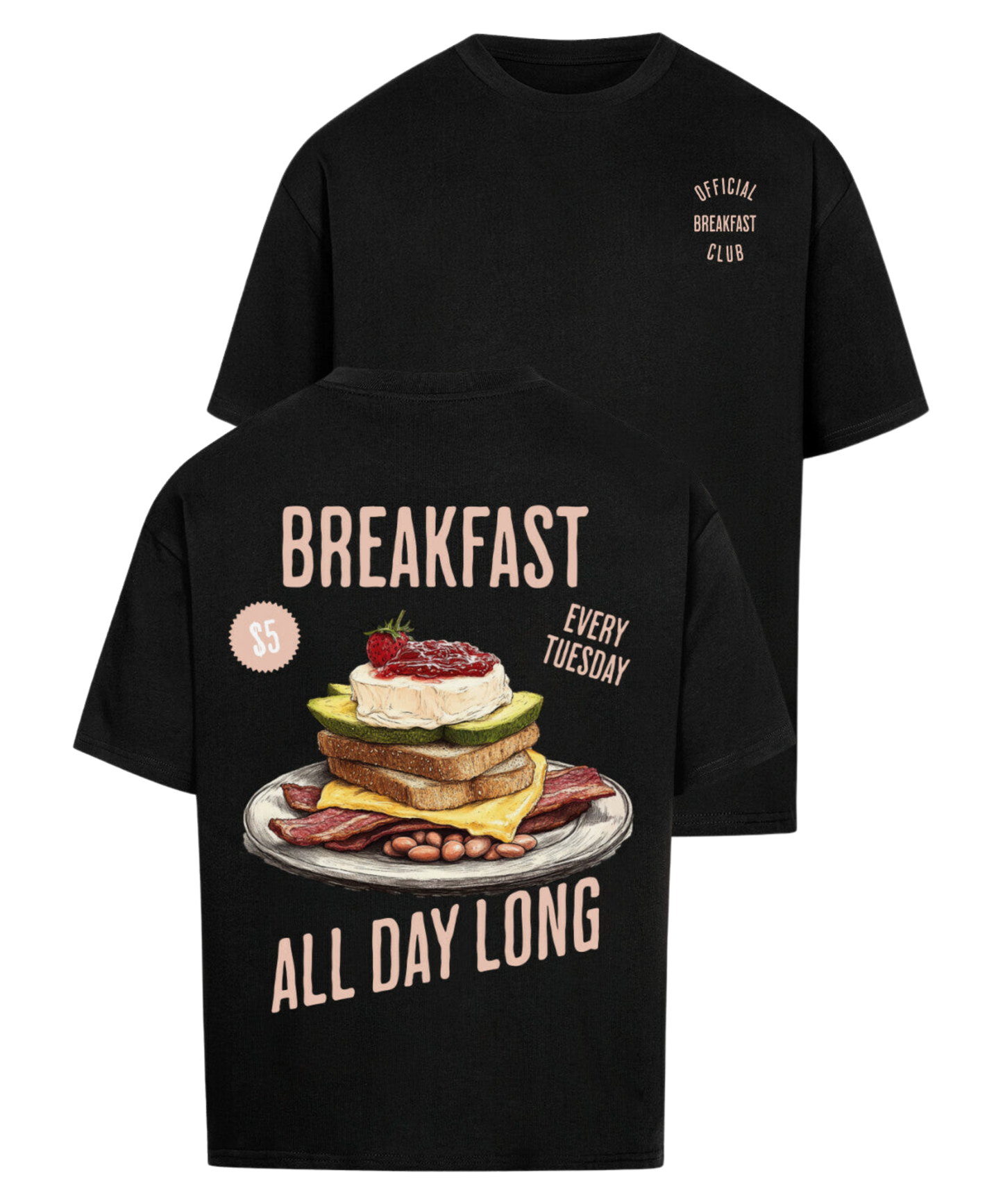 Urban Tag Oversized T-Shirt – "Breakfast - All Day Long"