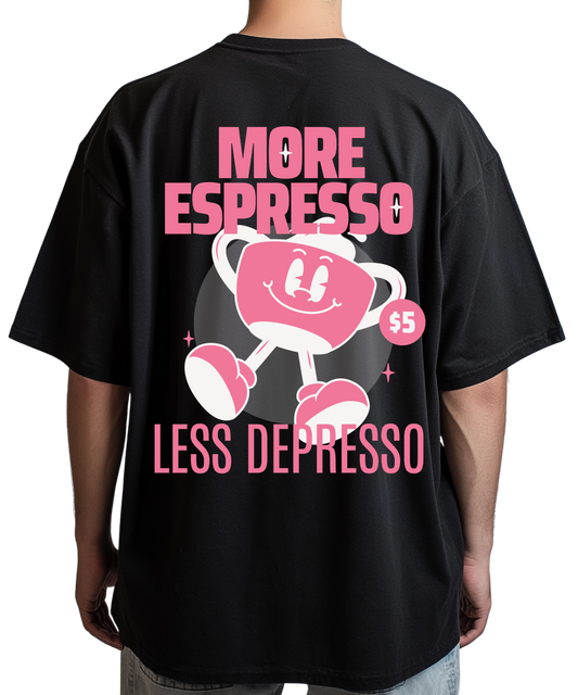 Urban Tag Oversized T-Shirt – "More Espresso, Less Depresso"