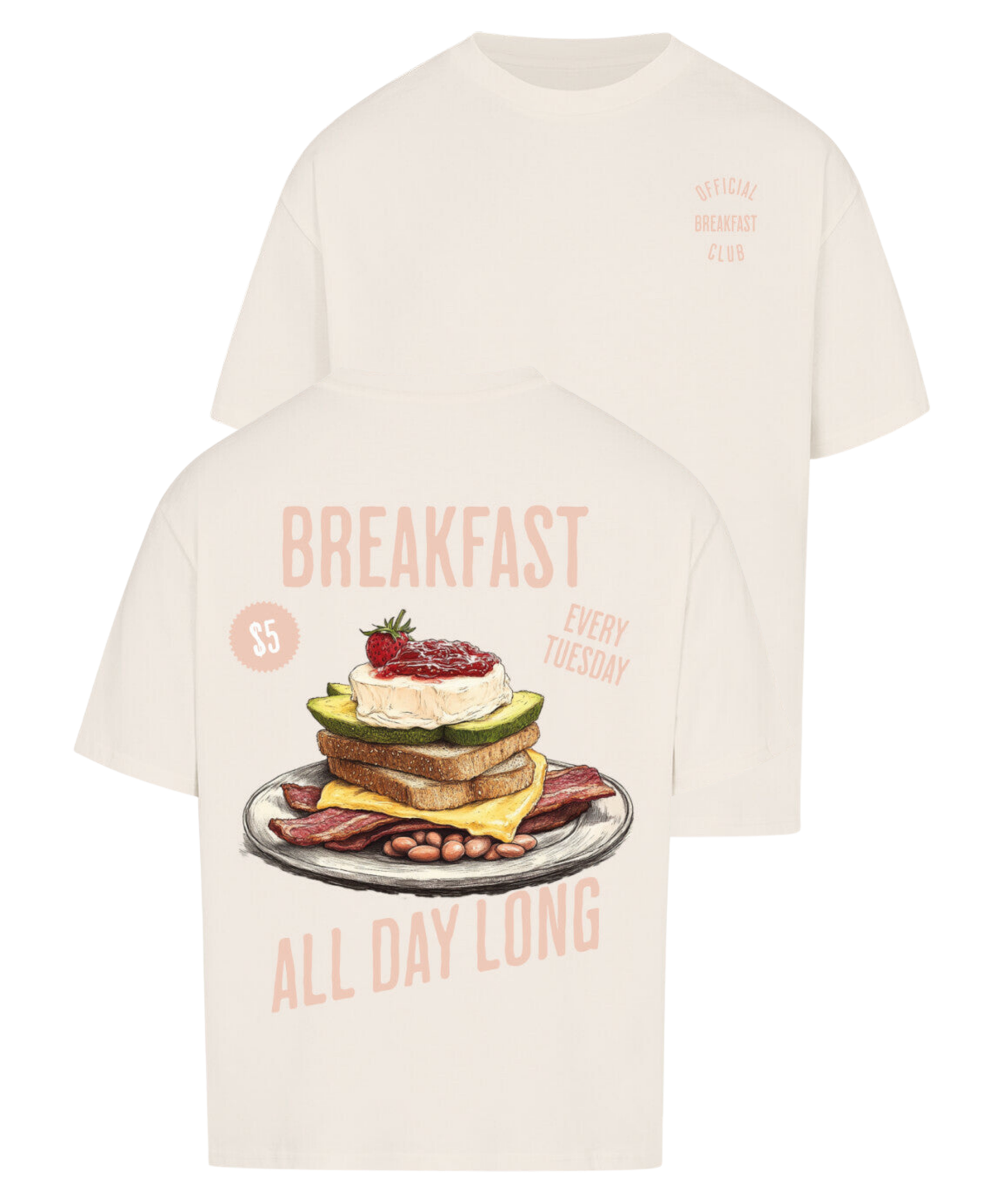 Urban Tag Oversized T-Shirt – "Breakfast - All Day Long"