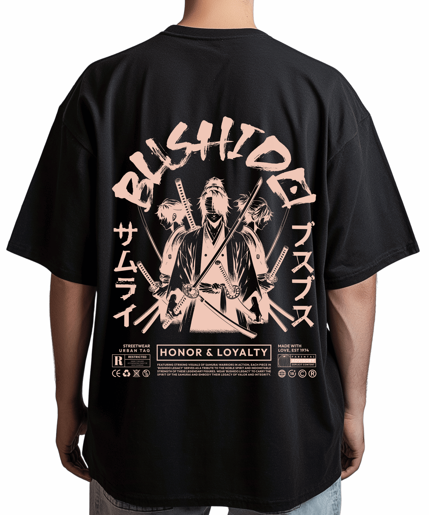Urban Tag Oversized T-Shirt – "Bushido Samurai"