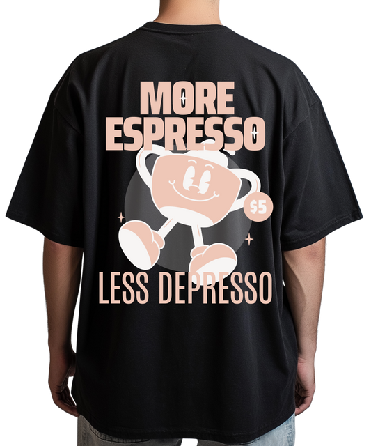 Urban Tag Oversized T-Shirt – "More Espresso, Less Depresso"