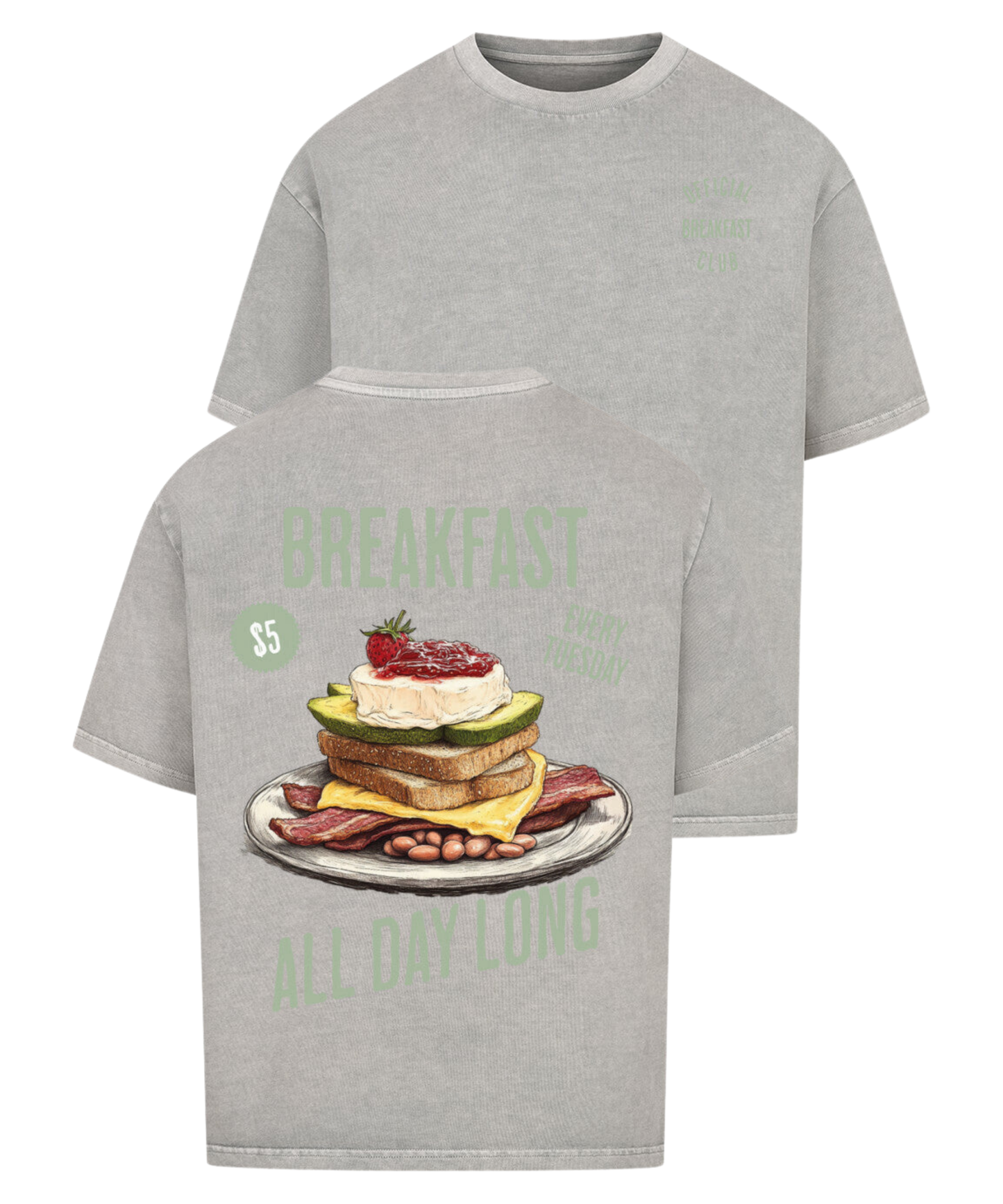 VACANCY Urban Tag Oversized T-Shirt – "Breakfast - All Day Long"Shirt