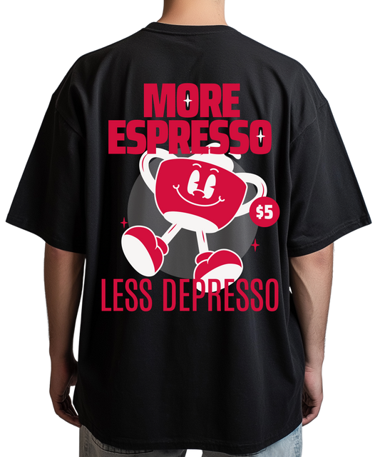 Urban Tag Oversized T-Shirt – "More Espresso, Less Depresso"