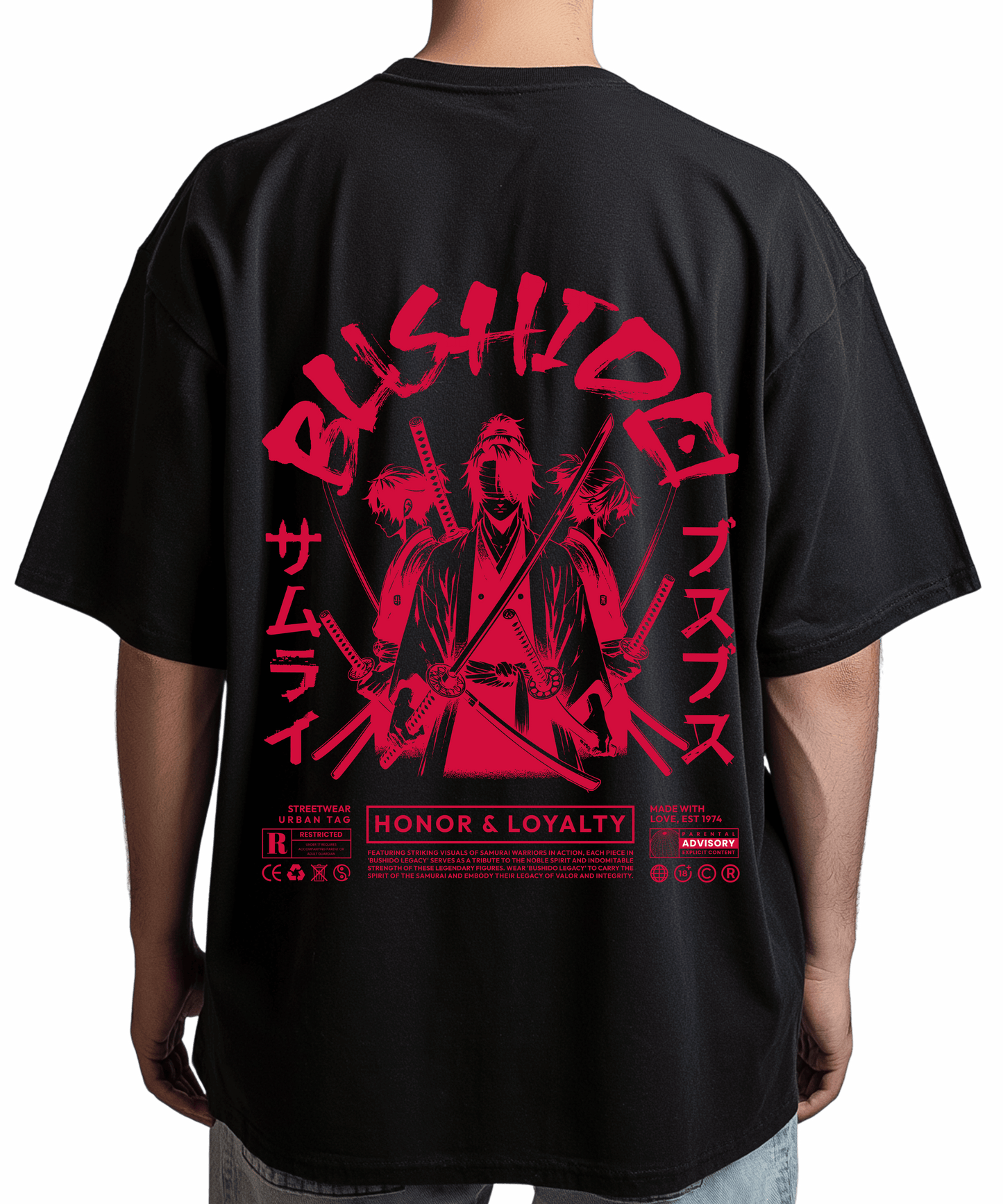 Urban Tag Oversized T-Shirt – "Bushido Samurai"
