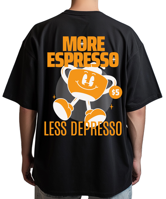 Urban Tag Oversized T-Shirt – "More Espresso, Less Depresso"