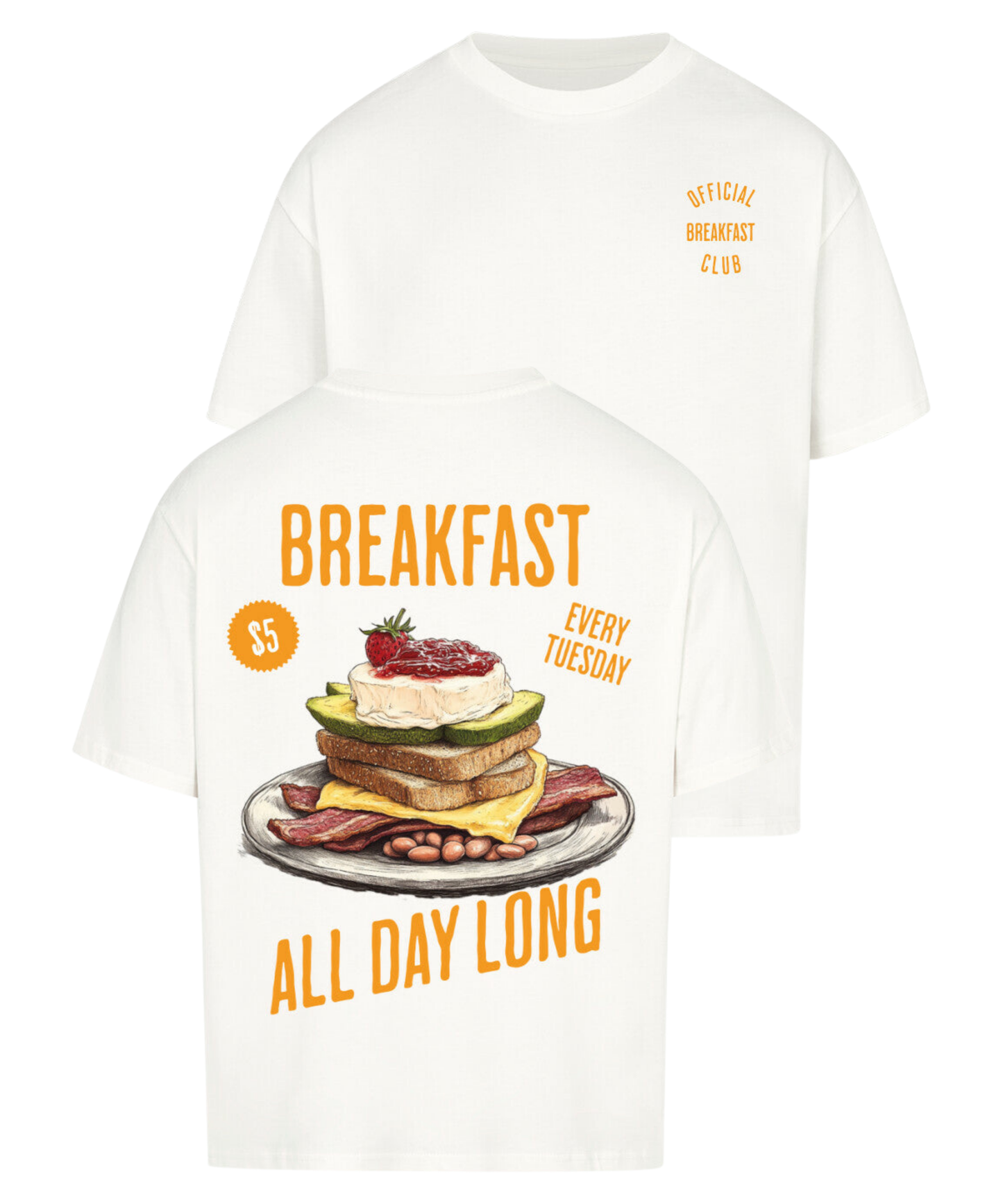 Urban Tag Oversized T-Shirt – "Breakfast - All Day Long"