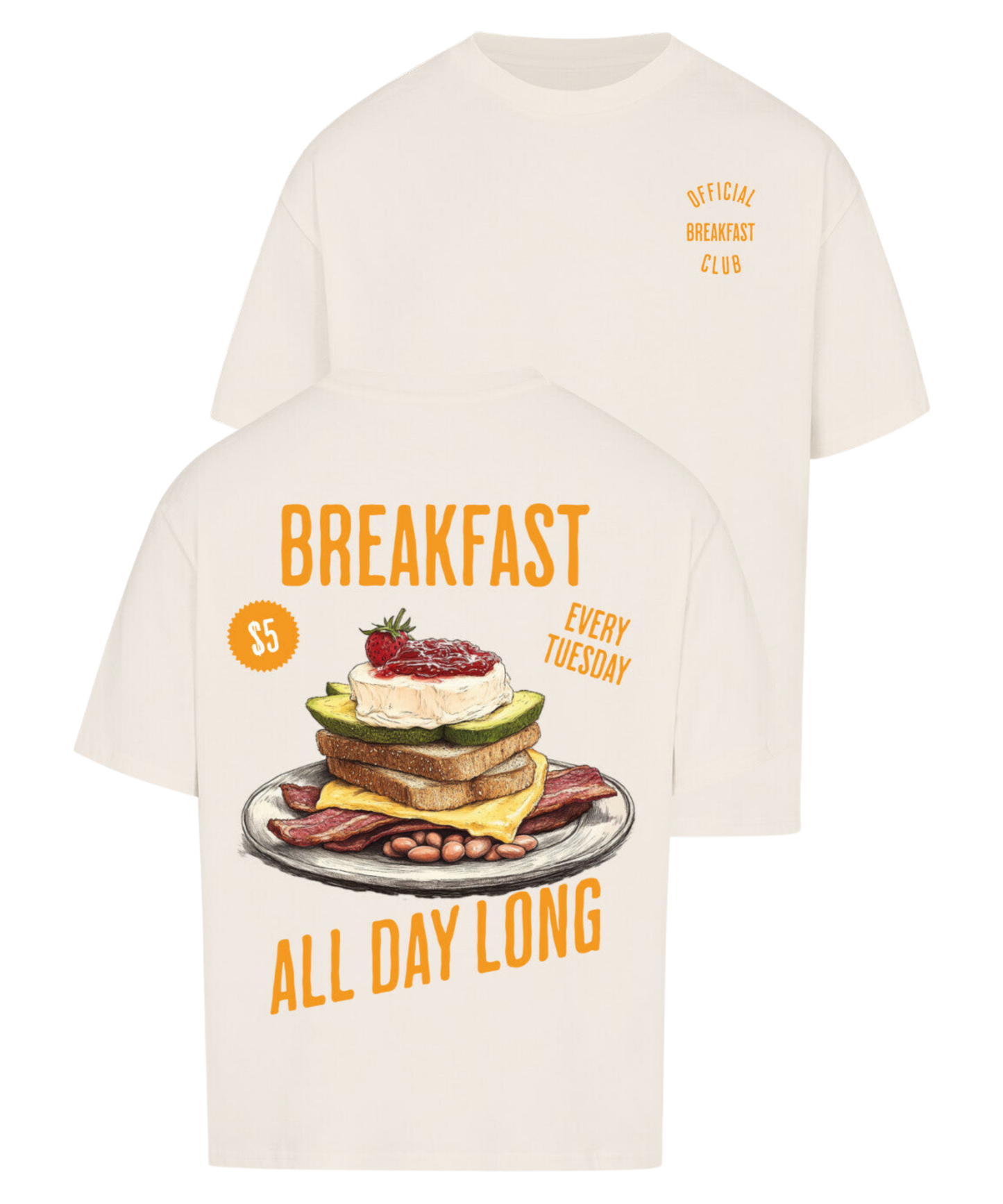 Urban Tag Oversized T-Shirt – "Breakfast - All Day Long"
