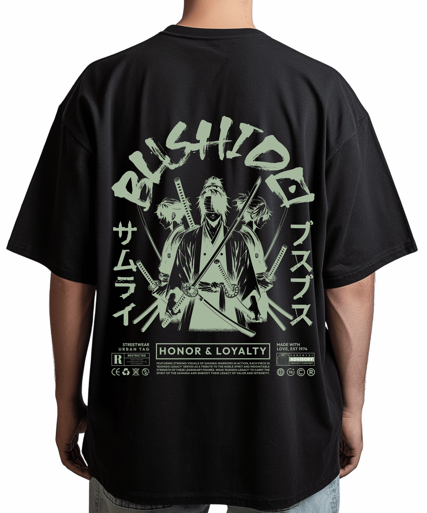 Urban Tag Oversized T-Shirt – "Bushido Samurai"