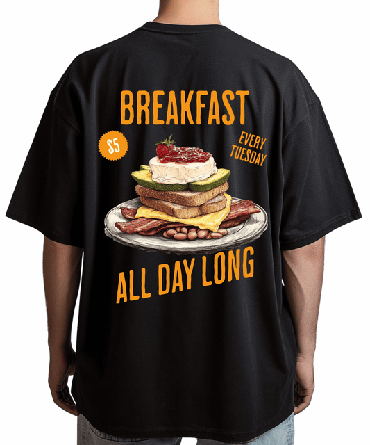 Urban Tag Oversized T-Shirt – "Breakfast - All Day Long"