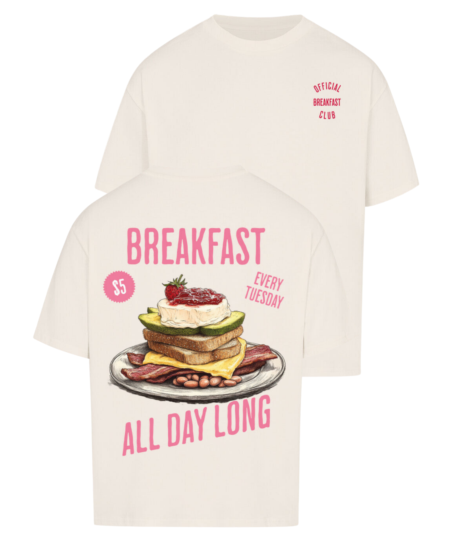 Urban Tag Oversized T-Shirt – "Breakfast - All Day Long"