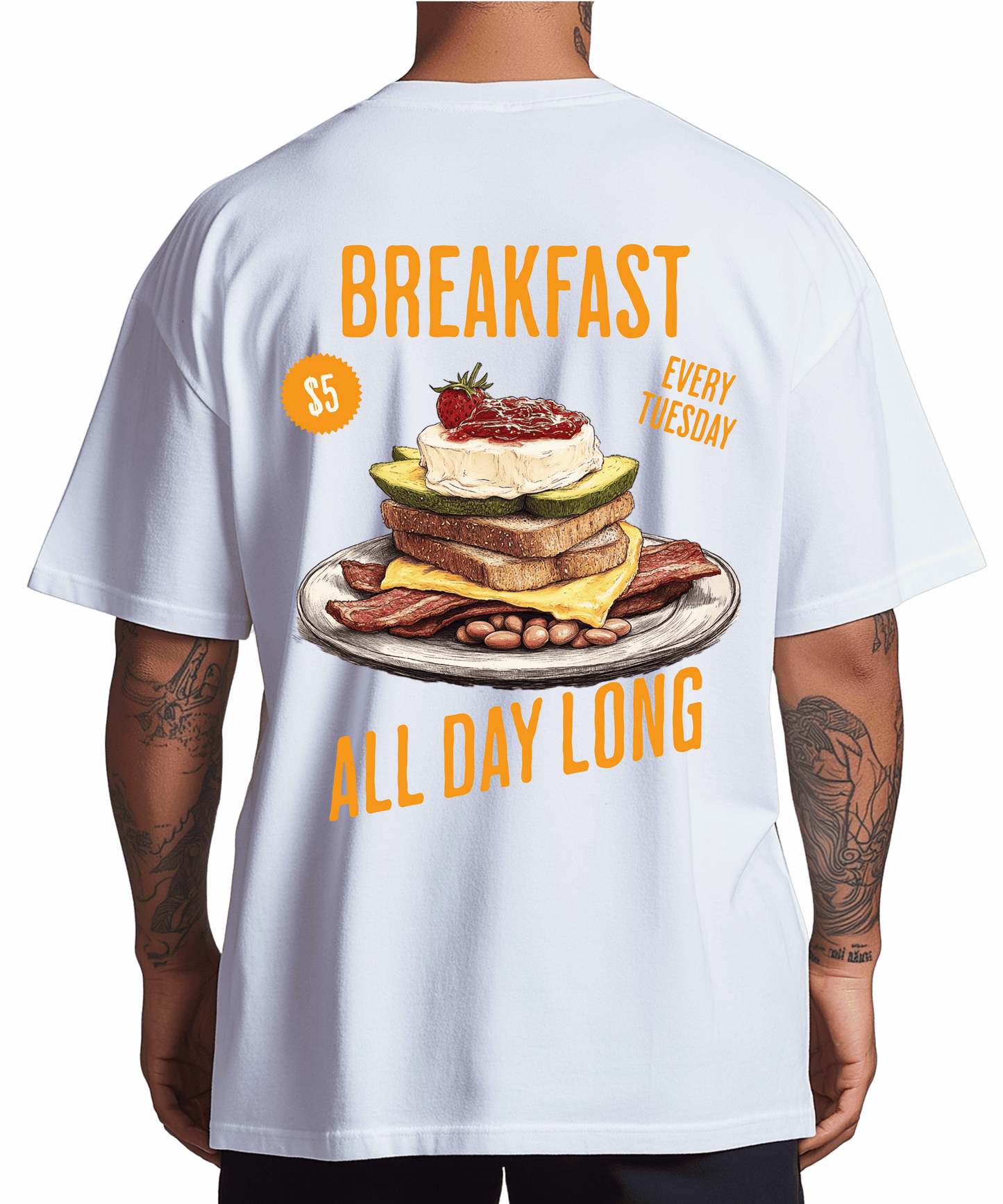 Urban Tag Oversized T-Shirt – "Breakfast - All Day Long"