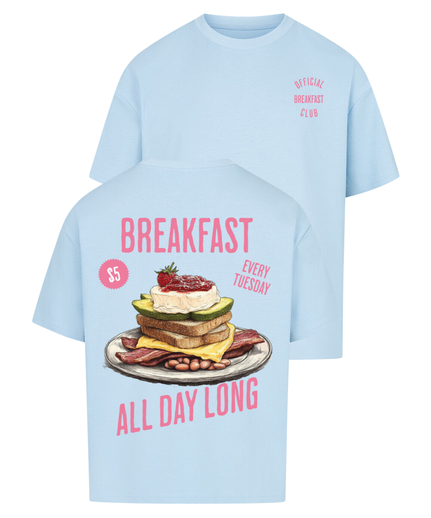 Urban Tag Oversized T-Shirt – "Breakfast - All Day Long"